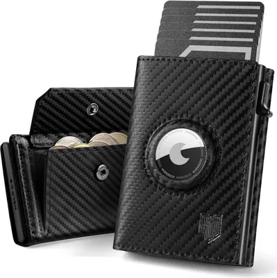 Produktbild von Airtag Wallet Herren XL Münzfach RFID Schutz Carbon Portmonee