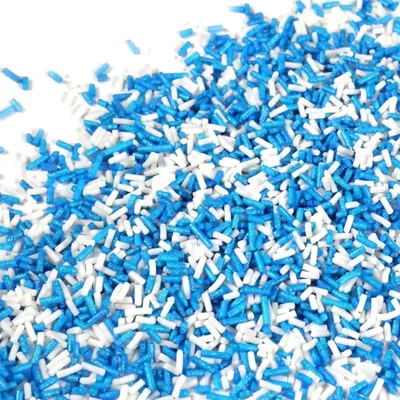 Produktbild von Streuselheld Jimmies Blau Weiß 120g Essbare Zuckerstreusel für frische Backideen & Sommer-Desserts