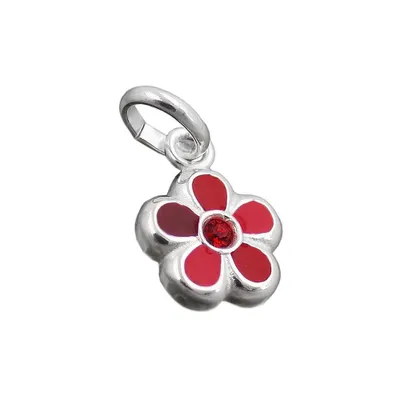 Produktbild von Anhänger 8mm Blume rot lackiert Silber 925 silber 8mm