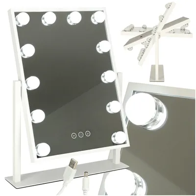 Produktbild von LED-Schminkspiegel mit Glühbirnen, 30 x 40 cm, USB