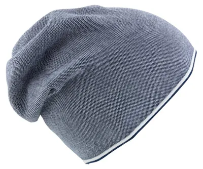 Fiebig leichte Strick-Beanie zweifarbig meliert in blau
