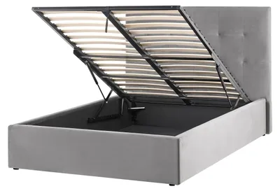 Obrázek produktu pro BELIANI Postel s úložným prostorem šedý sametová čalouněná 120 x 200 cm čelo úložný prostor moderní design