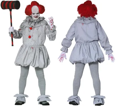 Produktbild von Graues Clown Halloweenkostüm L