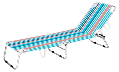 Image de Marbueno Chaise longue Pliable Rayures Orange Bleu 187X58X24 cm 10466