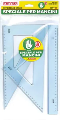 Image de ARDA 704303MAN, Règle, Triangle, 3 pièces, Bleu, 45° & 60°, 30 cm, 20 cm