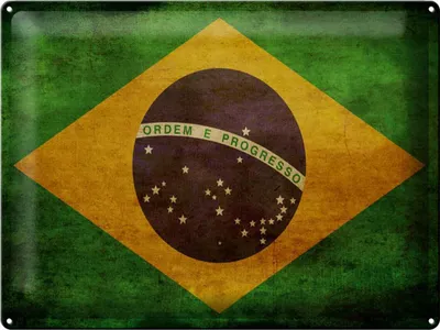 Produktbild von Blechschild Flagge Brasilien, 40 x 30 cm, Blechschilder Fahne Nationalität