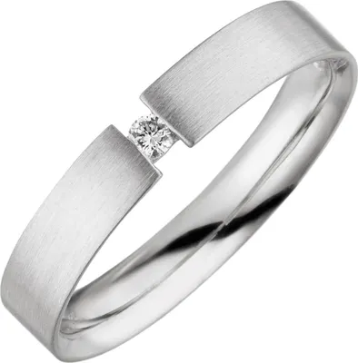 Produktbild von Solitär Ring Spannring 925 Silber Diamant Brillant 0,04 Ct W/P1 mattiert Innenumfang 56mm  Ø17.8mm