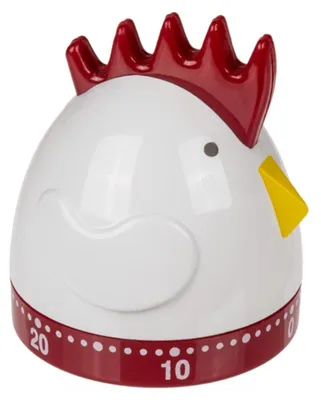Obrázok produktu pre Krátkodobý budík „Vajíčko a sliepka“ – kuchynské hodiny s motívom sliepky – mechanický – cca 8x7 cm