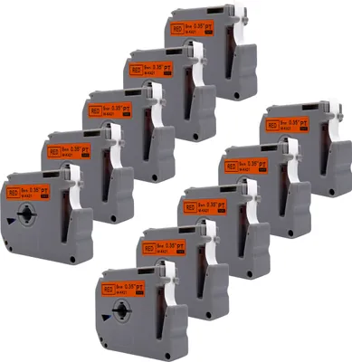 Produktbild von DULA Etikettenband - Kompatibel mit Brother P-Touch M-K421 - 10 Stück - Schwarz auf rot - 9mm x 8m