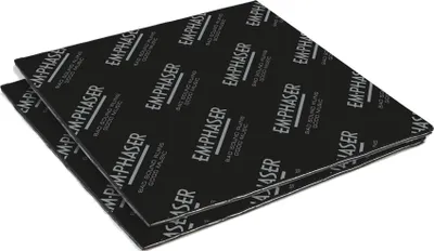 Immagine prodotto di Strisce isolanti autoadesive in alluminio e butile per l'insonorizzazione di automobili, spessore 4,5 mm, confezione da 2 pezzi di 200 x 200 mm