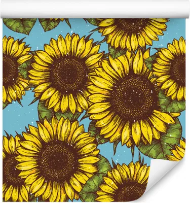 Produktbild von 10m VLIES TAPETE Rolle Natur Flora Sonnenblumen Ornamente Gemalt Motiv XXL