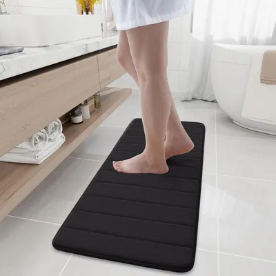 Immagine prodotto di Tappetino da bagno in memory foam, 40 x 120 cm, nero, assorbente, antiscivolo, lavabile