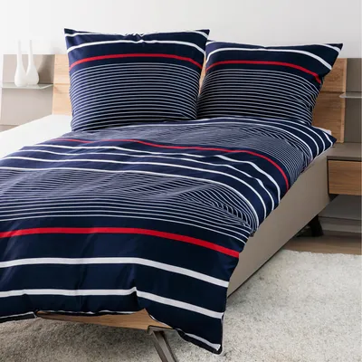 Produktbild von Janine Mako-Satin Bettwäsche J.D. 87105 maritimblau 135x200 cm + 80x80 cm