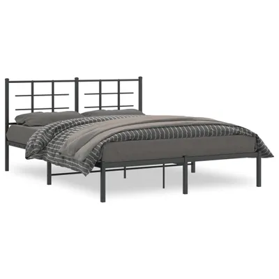Produktbild von vidaXL Bettgestell mit Kopfteil Metall Schwarz 160x200 cm