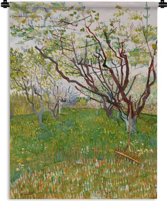 Produktbild von MuchoWow® Wandteppich Wandbehang Blühende Obstgärten - Vincent van Gogh 90x120 cm Tapisserie Dekoration Wandtuch - Wanddeko