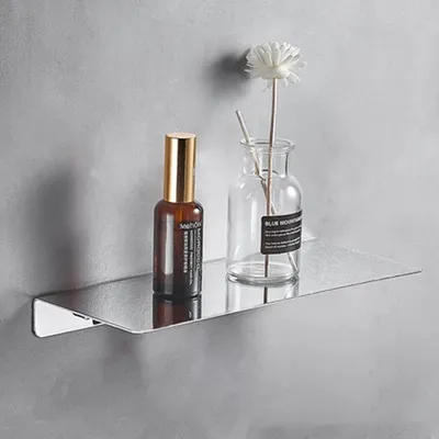Produktbild von Edelstahl Wandregal für Badezimmer und Küche mit einfachem Design (Silber Chrom)