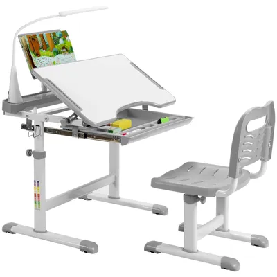 Productafbeelding van FANTASK verstelbare kinder bureau set met kantelbaar tafelblad en opbergruimte
