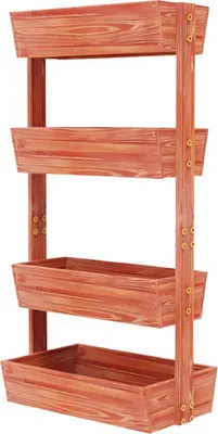 Image de Tavien Lit de jardin pour l'intérieur et l'extérieur - Lit surélevé en bois à 4 couches - Jardinière pour fleurs et légumes - 140x65?cm