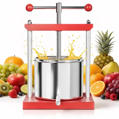 Produktbild von ACXIN 6L Edelstahl Frucht‑Gemüsepresse Tresterpresse Handpressgerät Obstpresse Saftpresse Weinpresse Beerenpresse Edelstahlkorb Manueller Entsafter Maischepresse