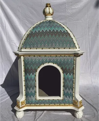 Produktbild von Pompöös by Casa Padrino Barock Katzenhaus Grün / Weiß / Gold - designed by Harald Glööckler