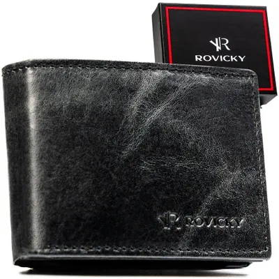 Obrázek produktu pro Rovicky Pánská peněženka kožená černá RFID 10x7,5 cm horizontální