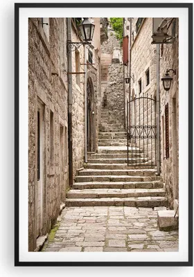 Produktbild von Gerahmtes Poster - Schwarzer Rahmen - Treppen Kroatien Dubrovnik - 61x91,5 cm - Wand Bild - Wanddeko - Wandbilder - Kunstposter - Wandposter - Bilderrahmen - Bilder - Kunstdruck - P2BPA61x91-5148