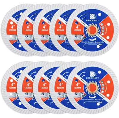 Obrázok produktu pre Diamantové rezacie kotúče Turbo, 10 kusov, 105 mm, určené na rezanie betónu, granitu, mramoru a železobetónu