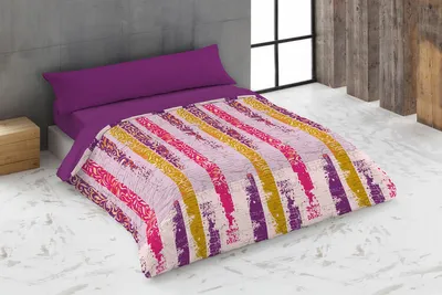 Image de Housse de couette Hosteline URBAN Violet King size 260 x 240 cm 4 pièces