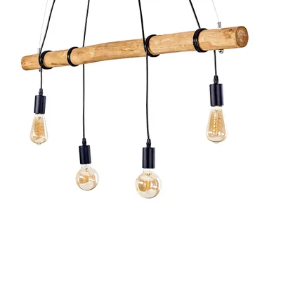 Produktbild von Porzus »Porzus« Hängelampe aus Metall/Holz in Schwarz/Braun