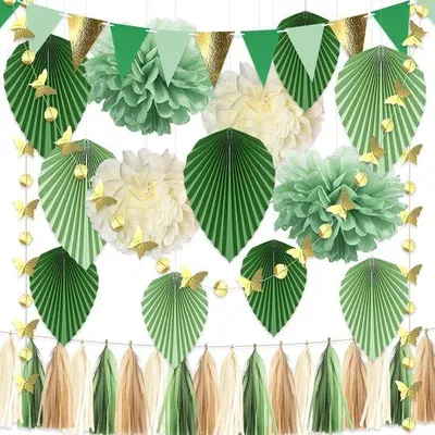 Zdjęcie produktu dla Zestaw dekoracji imprezowych na baby shower, urodziny i ślub, papierowe ozdoby, kolorowe, małe