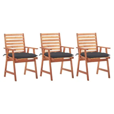 Immagine prodotto di vidaXL Sedie da pranzo da giardino 3 pezzi con cuscini in legno massiccio di acacia