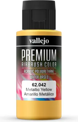 Premium Color Pearl & Metallics Vallejo 62042 Metallic Yellow 60ml Airbrush Farbe