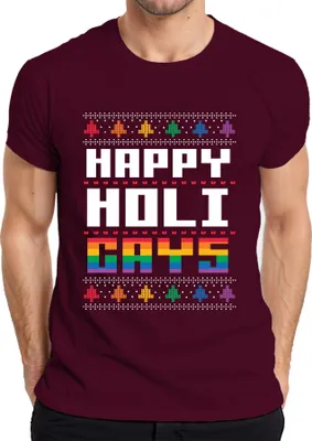 Produktbild von Happy Holi Gays LGBTQ X.pngas - Weihnachten Weihnachtsgeschenk Christmas Herren T-Shirt, Burgundy, XXL