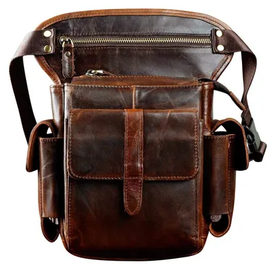 Produktbild von Herren Hüfttasche Gürteltasche Bauchtasche Echtes Leder Kaffeebraun 17x6x28cm