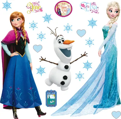 Produktbild von Disney Wandtattoo Die Eiskönigin Anna & Elsa Blau und Lila - 600224 - 30 x 30 cm