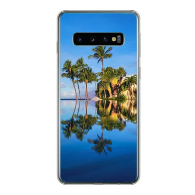 Produktbild von MuchoWow® Handyhülle Schutzhülle Hülle für Samsung Galaxy S10 Am Wailea Beach in Hawaii spiegeln sich die Palmen im Wasser Silikon Softcase Handy Hülle - Handytasche