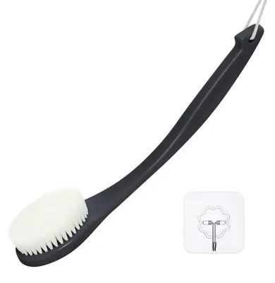 Image de Brosse de massage pour le corps – Avec long manche pour exfolier et masser le dos – Noir