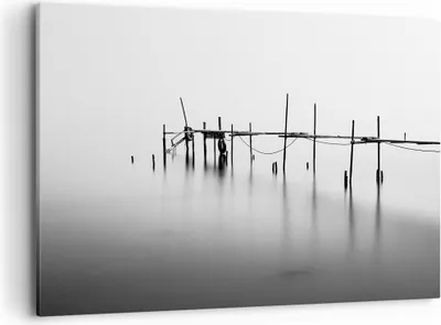 Produktbild von Bild auf Leinwand - Leinwandbild - Meer Brücke Wasser - 100x70cm - Wand Bild - Wanddeko - Leinwanddruck - Bilder - Kunstdruck - Wanddekoration - Leinwand bilder - Wandkunst - AA100x70-3727