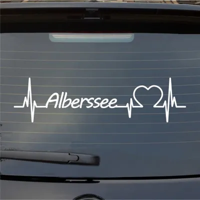 Produktbild von Heckscheibenaufkleber Alberssee Herzschlag Puls See Sea Liebe 55x14 cm Weiss Matt Auto Aufkleber Sticker