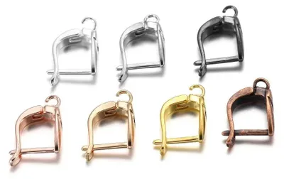 Image de Ohrhaken - Attaches d'oreille à levier français - Forme de fer à cheval carrée, 1,8 cm - Accessoires de bijoux en métal cuivré - 12 pièces, couleurs variées