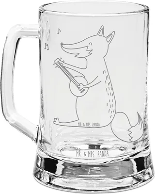 Produktbild von Mr. & Mrs. Panda Seidel Fuchs Gitarre - Transparent - Geschenk, glücklich, Singen, Musik, Optimistisch, Krug, Bierkrug Glas, Sänger, Bierhumpen, Gravur