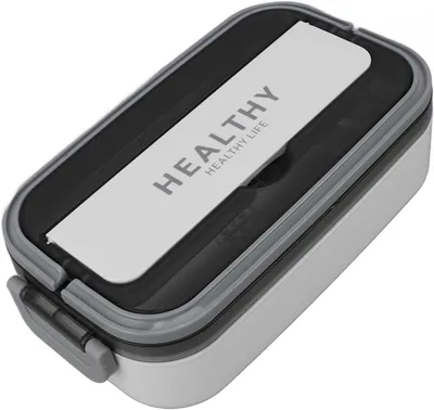 Produktbild von Lunchbox aus Edelstahl, 700 ml, wasserdicht, mikrowellengeeignet, für Schule und Büro