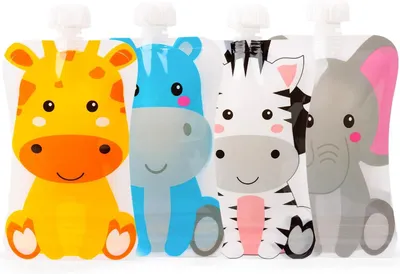 Produktbild von Beutel für Babynahrung – Wiederverwendbar – 4 Stück – Wiederverwendbare Beutel für Obst und Gemüse als Ergänzung zur Babynahrung