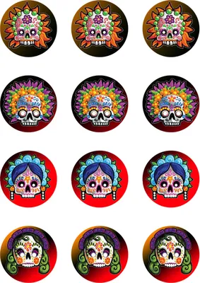 Produktbild von Muffinaufleger Cupcakes Muffins Halloween Zuckerpapier Totenkopf Dia de los Muertos (Tag der Toten) HW20