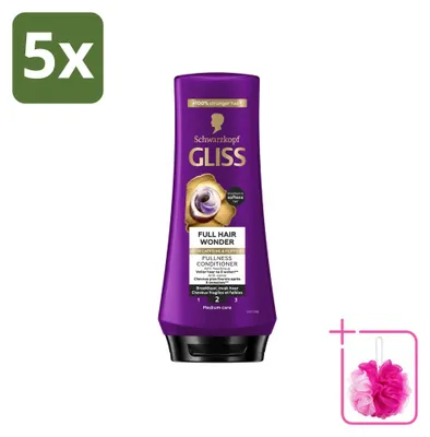 Imagen del producto de 5 unidades de acondicionador Gliss Full Hair Wonder, 200 ml cada uno, pack ahorro