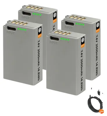 Immagine prodotto di Batteria per fotocamera, capacità 2000mAh, ricaricabile, confezione da 4 pezzi