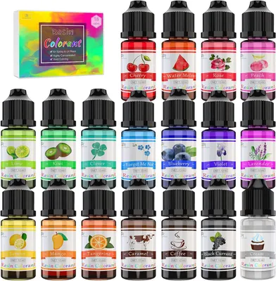 Zdjęcie produktu dla Żywica epoksydowa, barwniki, 18 kolorów, 10 ml, do kreatywnych projektów