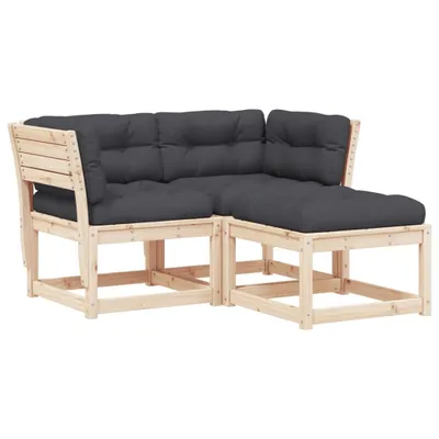 Produktbild von vidaXL 3-tlg. Garten-Sofagarnitur mit Kissen Massivholz Kiefer