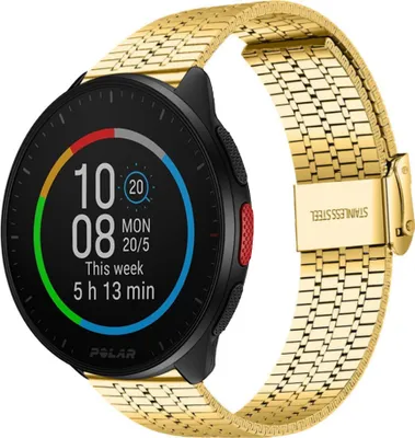 Produktbild von Strap-it Stahlarmband - Kompatibel mit Polar Pacer Armband Ersatzarmband Edelstahl Armband mit schnappverschluss Sportuhr zubehör für smartwatch 20mm Armband Gold