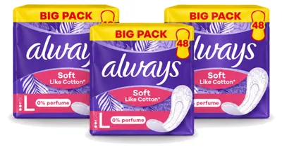 Image de 3 x Protège-slips "Always Soft Like Coton", longs, sans parfum - Pack avantageux - 3 pièces